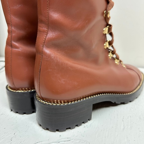 STUART WEITZMAN Kolbie Brown Leather Lace Up Combat Ankle Boots Size 7.5B - Picture 5 of 10